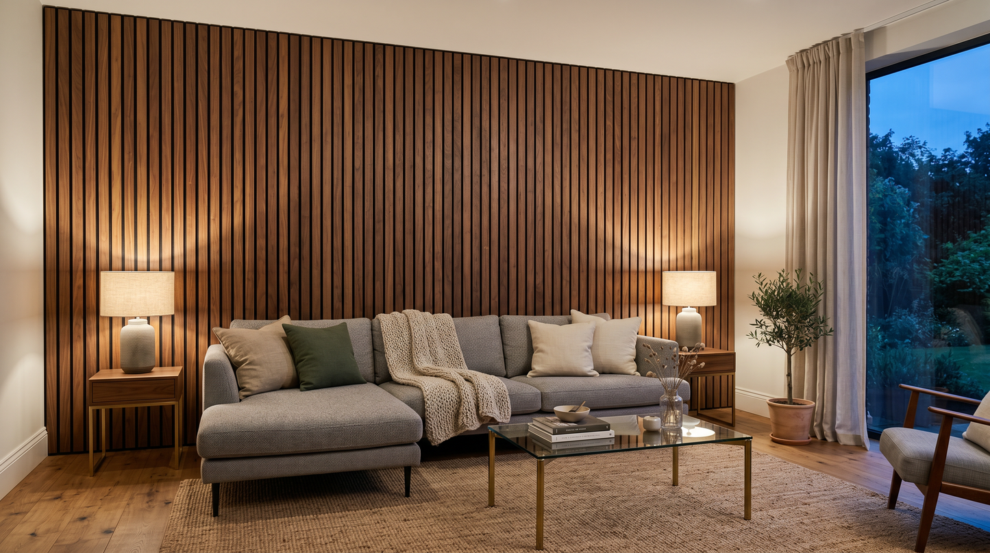NeewGarden— Walnut Acoustic Wall Panel 270 × 110 cm